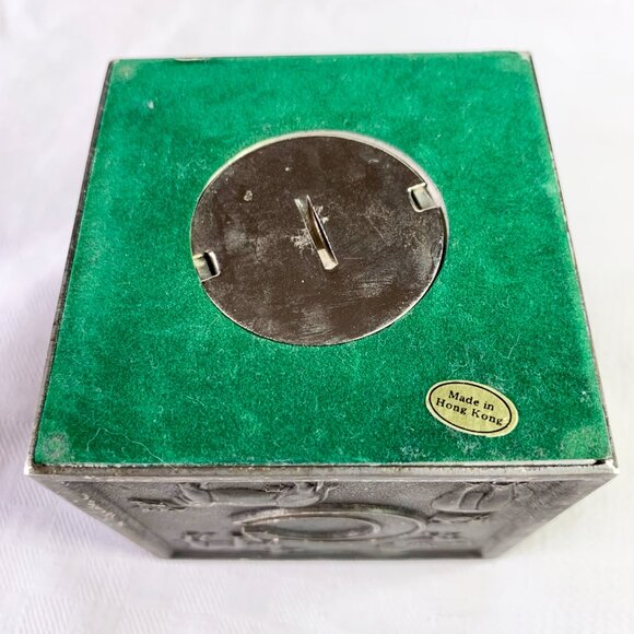 Décor | 🇭🇰 Vintage Pewter Coin Bank, Alphabet Block, Nursery, Made in Hong Kong - Picture 8 of 10